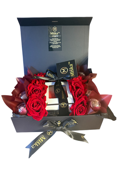 MIŠKA Luxury Gift Box – Chocolate, Roses & Candle